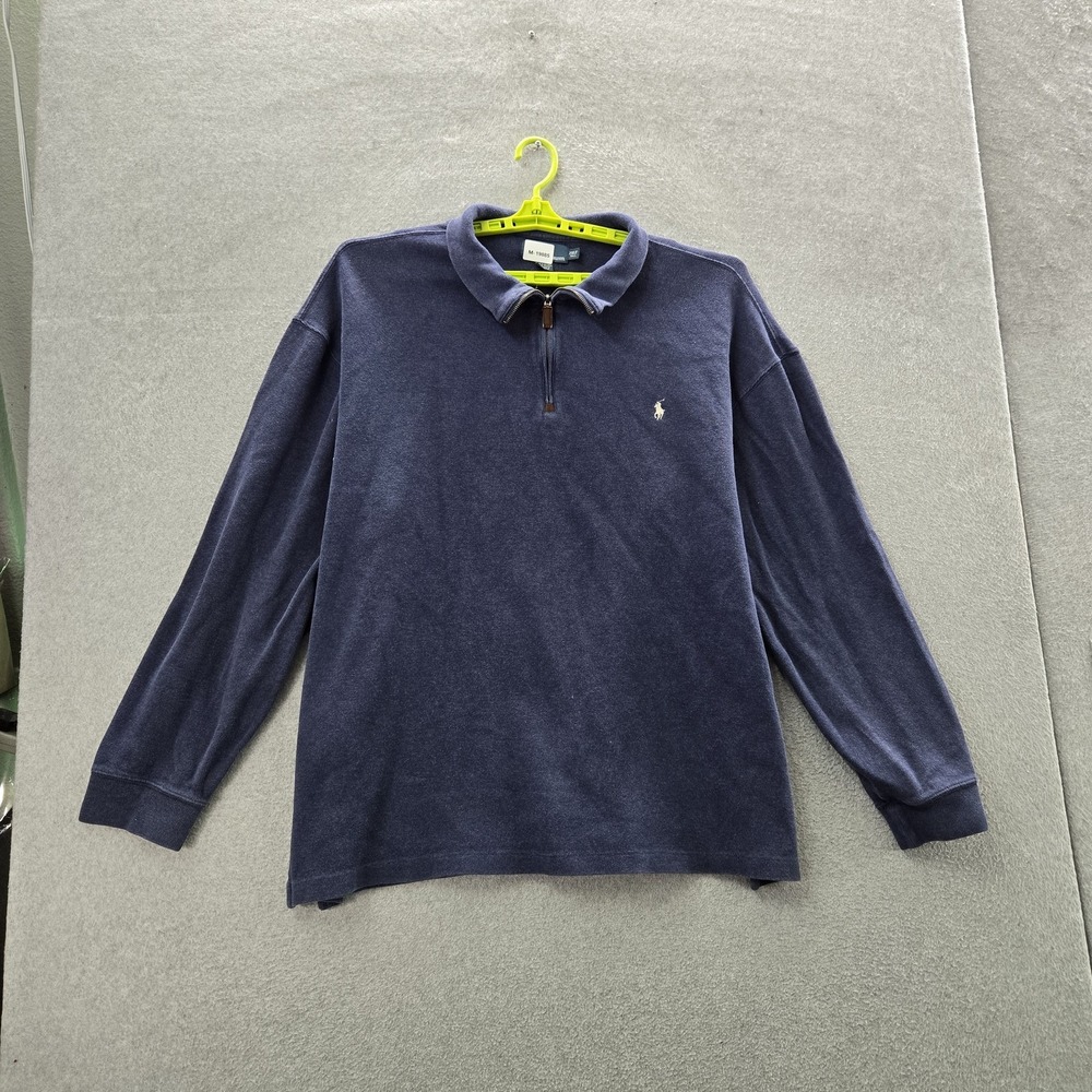 Polo By Ralph Lauren Men Sweatshirt 2XLT Blue Embroidered Zipper Long Sleeve
